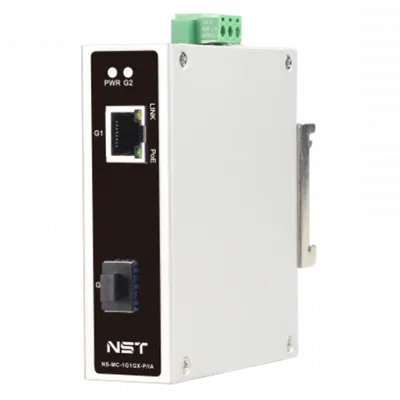 Медиаконвертер NST NS-MC-1G1GX-P/IA, Gigabit, PoE 30W, DIN-рейка