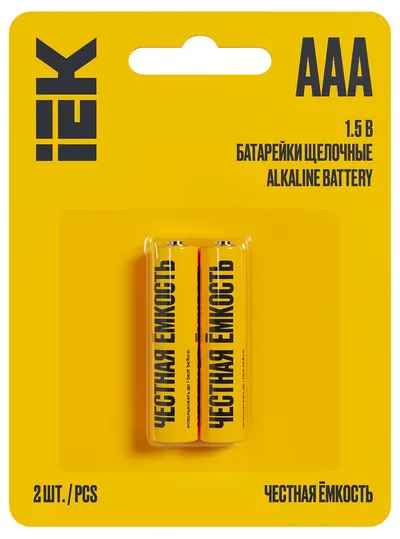 Батарейка IEK ABT-LR03-OP-L02, щелочная AAA (LR03), 1.5 В, 2 шт.