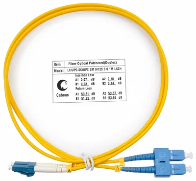 Патч-корд оптический Cabeus FOP(d)-9-LC-SC-1m, duplex LC-SC, 9/125 SM, 1 м, LSZH