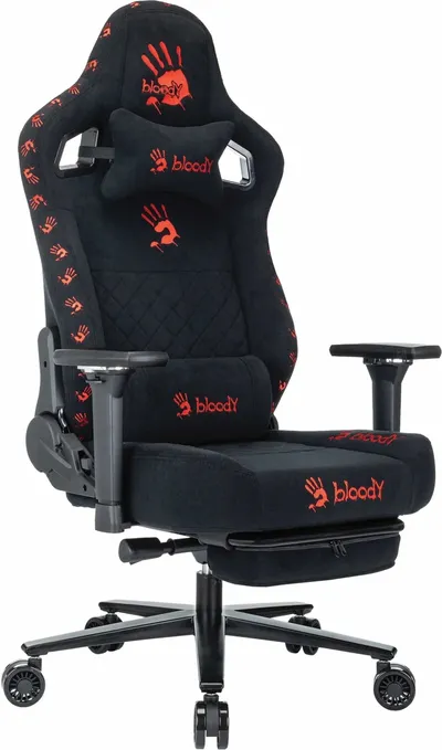 Кресло игровое A4Tech Bloody GC-670 черный искусственная замша с подголов. крестов. металл подст.для ног
