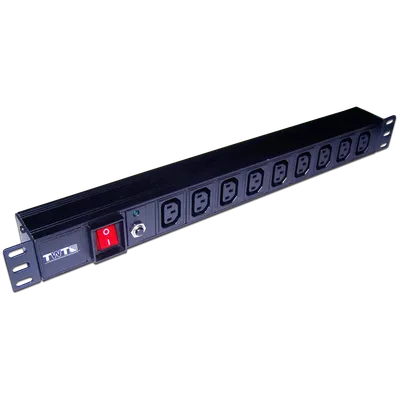 Блок распределения питания TWT TWT-PDU19-10A9C3, 9xC13, 10А, 1U, черный