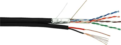 Кабель NETLAN EC-UF004-5E-PC150-PE-BK, F/UTP Cat.5e, с силовым, PE, черный, 305м