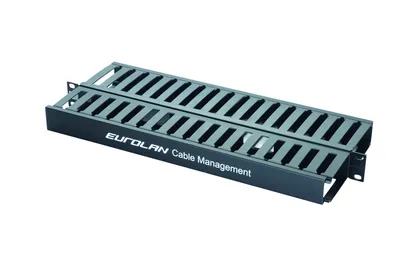Организатор Eurolan 25B-1U-12BL, 19" 1U, перфорированный с крышкой, черный