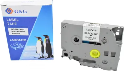 Картридж ленточный G&G GG-TZEFX221, 9 мм × 8 м, чёрный на белом