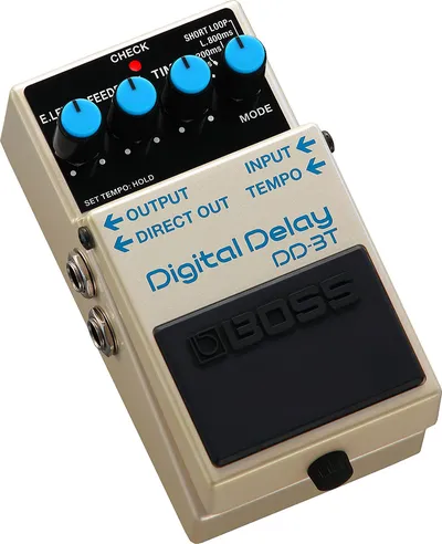 Педаль цифровой задержки (delay) BOSS [DD-3T] для гитары. Время задержки: 12,5800 мс. Регуляторы: Time, Feedback, Level, Mode. Функции: Tap Tempo, Short Loop, выход Direct Out. Питание: 9 В (Крона/адаптер), размеры: 73 x 129 x 59 мм, вес: 420 г.