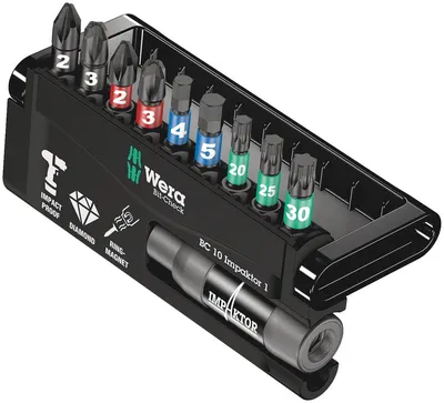 Набор бит WERA Bit-Check 10 Impaktor 1 WE-057680, 10 предметов, 1/4"