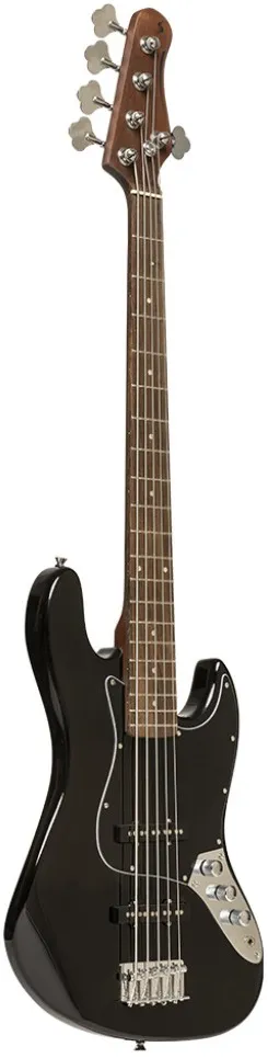 Бас-гитара STAGG [SBJ-30 5S BLK] 5-ти струнная форма Jazz Bass, корпус павловния, гриф клен, накладка грифа палисандр, 20 ладов, мензура 867 мм, колки никелированные, бридж JB Classic, звукосниматели 2xJB, регуляторы 2x громкости, 1x тона, цвет черный
