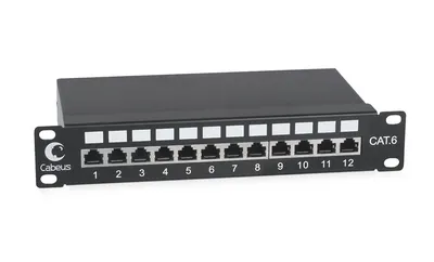 Патч-панель Cabeus PL-12-Cat.6 10"-SH-Dual, 10", 1U, 12 портов RJ-45, Cat.6