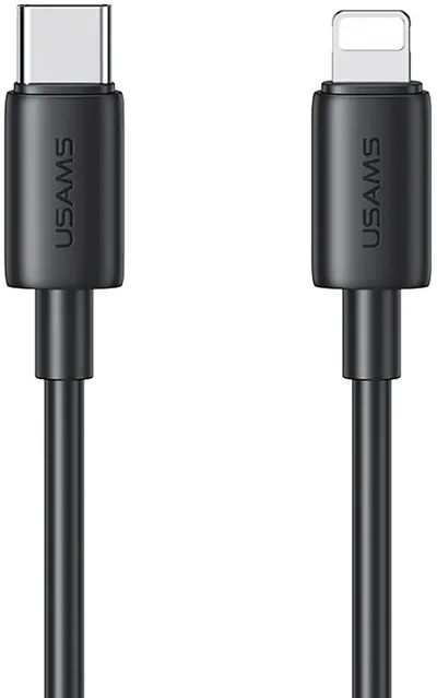 Кабель Usams SJ712USB01, Type-C — Lightning, 30W, 1м, чёрный