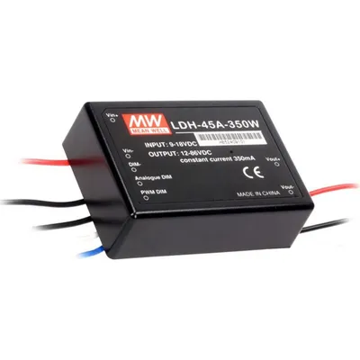 Драйвер Mean Well LDH-45B-350W, DC/DC LED повышающий, 18-32В вход, 21-126В/0.35А