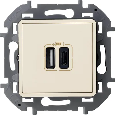 Зарядное устройство IEK Inspiria 673761, USB A+C, 3000 мА, 5 В