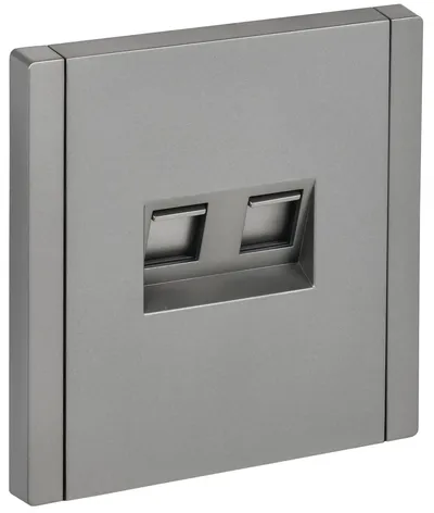 Розетка компьютерная IEK FORTE&PIANO FP533, 2×RJ45 кат.5E, сталь