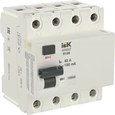 ВДТ IEK ARMAT R10N AR-R10N-4-040C100, 4P, 40 А, 100 мА, тип AC