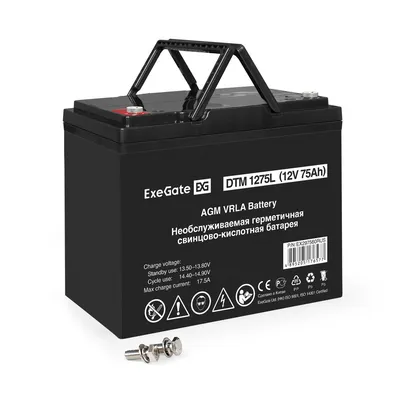 Аккумулятор ExeGate EX297560RUS, 12В, 75Ач, болт М6