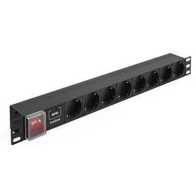 Блок розеток ExeGate ServerPro PDU-19H807 Al-8S-EU2-SW-SPD1, 19", 1U, 8×Schuko, 16 А
