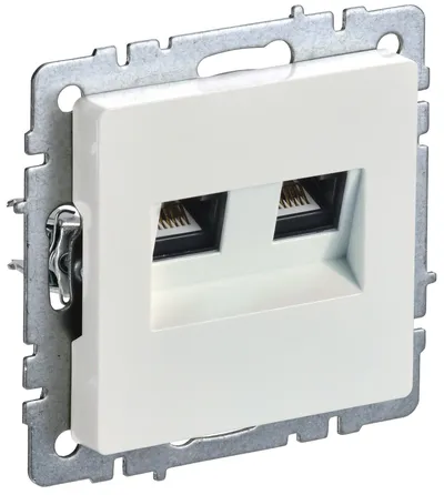 Розетка компьютерная IEK BRITE BR-K20-2-K36, 2×RJ45 кат.6, скрытая, жемчуг