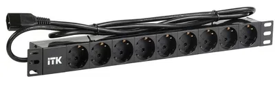 Блок распределения питания ITK PH22-9D2, 9×Schuko, 10 А, C14, 1U