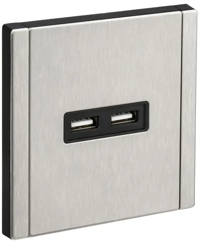 Розетка IEK FORTE&PIANO FP-U21-D31-M-K50, USB A+A 3,1А, металл никель