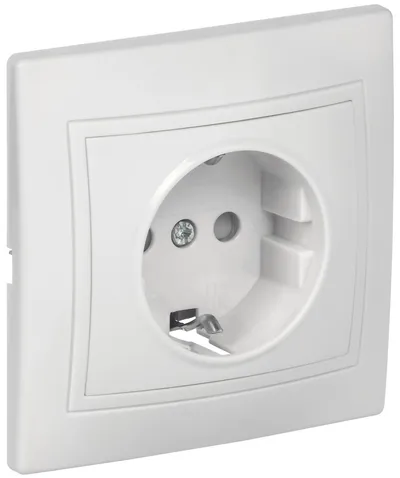 Розетка IEK KVARTA KV-R14-16-PC-K01, 1-местная, с заземлением, 16А, белая
