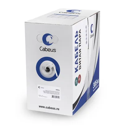 Кабель Cabeus UTP-4P-Cat.6-SOLID-LSZH-WH, U/UTP, кат. 6, 4 пары, 23 AWG, 305 м