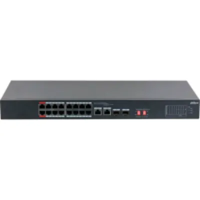 Коммутатор DAHUA DH-S3218-16ET-190, неуправляемый, 16×100 Мбит/с PoE 190 Вт, 2 комбо SFP/RJ45 1Gb