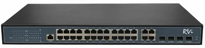 Коммутатор RVi RVI-1NSM24G-4C, 28 портов, 24 PoE, 4 комбо 10/100/1000BASE-T/SFP, 230 В