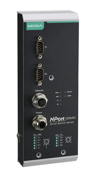 Преобразователь MOXA NPort 5250AI-M12-T, RS-232/422/485 в Ethernet, 2 порта