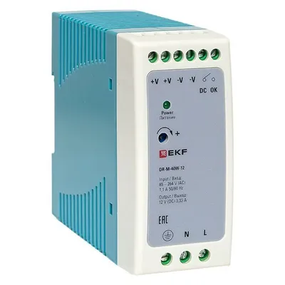 Блок питания EKF DR-M-40W-12, 40 Вт, 12 В, DIN-рейка