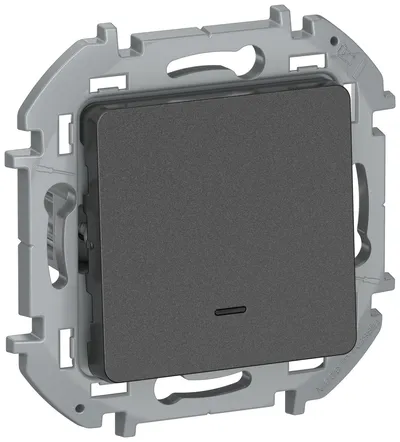 Выключатель IEK INSPIRIA 6736131, 1-клавишный, с подсветкой, 10 А, 250 В, антрацит