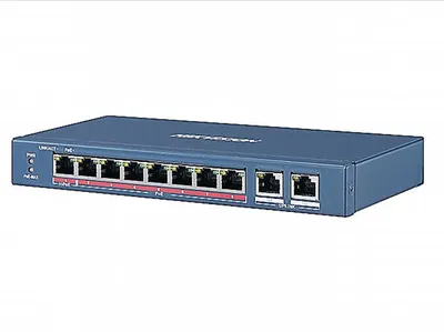 Коммутатор Hikvision DS-3E0310HP-E(C), 8×100 Мбит/с PoE + 2×1 Гбит/с, неуправляемый