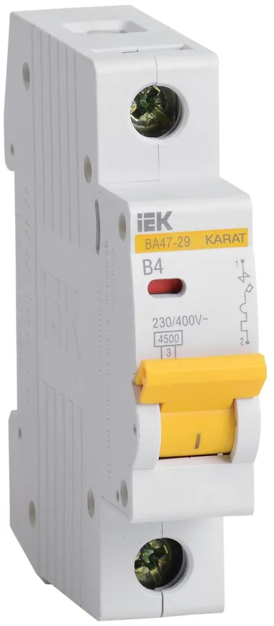 Автоматический выключатель IEK ВА47-29 MVA20-1-004-B, 1P, B, 4 А, 4,5 кА