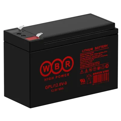 Аккумулятор WBR GPLi 12.8V-9, LiFePO4, 12 В, 9 Ач, клеммы F2