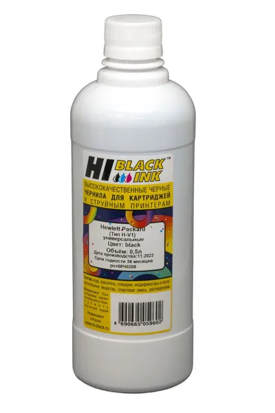 Чернила Hi-Black HB-HP-Bk-500ML, универсальные для HP, тип H-V1, черные, 0,5 л