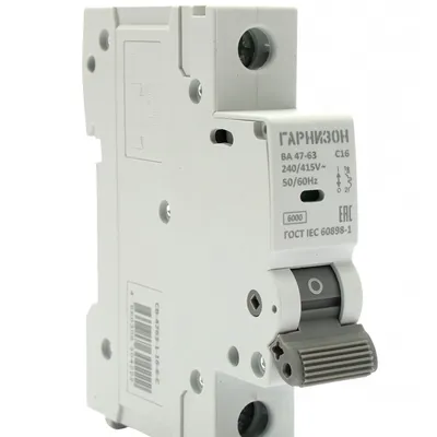 Автоматический выключатель Гарнизон CB-4763-1-16-6-C, 1P, 16 А, C