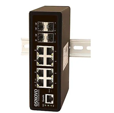 Коммутатор OSNOVO SW-70804/IL, 8×1GbE + 4×SFP, L2+, DIN-рейка