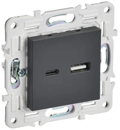 Розетка IEK SK-U22-018-K48, USB A+C, 18Вт, титан