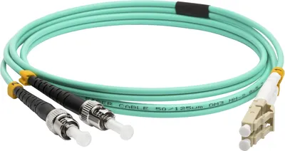 Патч-корд оптический Lanmaster LAN-2LC-2ST/OM3-1.0, LC-ST, duplex, OM3, LSZH, 1 м