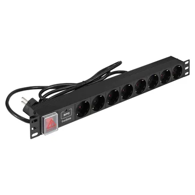 Блок розеток ExeGate ServerPro PDU-19H805, 19", 1U, 8×Schuko, 16 А, SPD1, 3 м