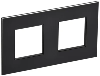 Рамка для выключателей IEK SKANDY SK-M22-M-K02, 2 поста, металл, чёрная, IP20