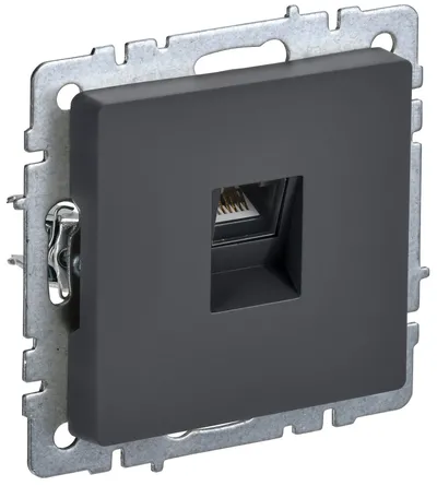 Розетка компьютерная IEK BRITE BR-K10-1-K53, RJ45 кат.5E, графит