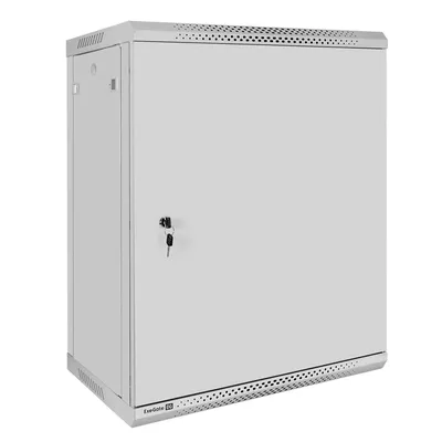 Шкаф телекоммуникационный 19" настенный 15U ExeGate EC-WM-15U.450.M.GREY (19”, 15U, 600x450x769mm (ШхГхВ), передняя дверь металл, съемные боковые панели, пыле- и влагозащита IP23, светло-серый RAL 7035, 2 коробки)