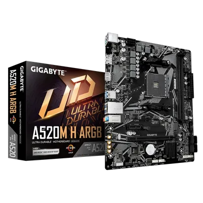 Материнская плата Gigabyte A520M H ARGB, AM4, 2xDDR4, 1xM.2, mATX