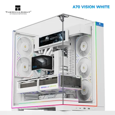 Корпус без блока питания/ Case Thermalright A70 Vision FAN5-C, Midi-Tower, TG, LCD, 5x120mm ARGB, 2xUSB-A 3.0, 1xUSB Type-C, ATX, mATX, mITX White