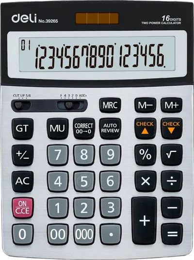 Калькулятор бухгалтерский Deli E39265, 16 разрядов, серый