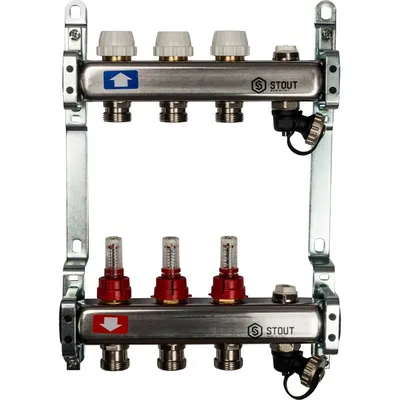Коллектор STOUT SMS-0927-000003, нержавеющая сталь, 1", 3 выхода, 3/4", 6 бар