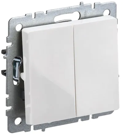 Выключатель iEK BR-V22-0-10-K01, проходной, 2-клавишный, 10 А, белый