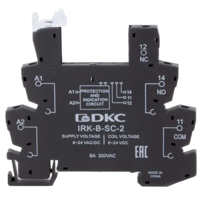 Колодка ультратонкая для реле серии RIS, вх. напр. 6-24V DC, винт. клеммы DKC IRK-B-SC-1