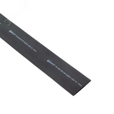 Трубка термоусадочная EKF tut-40-b-1m, 40/20, черная, 1м, уп.25шт