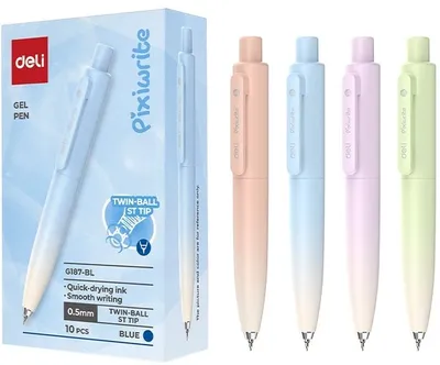 Набор гелевых ручек DELI EG187-BL, синий/черный, 4 шт.