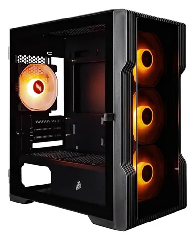Корпус 1STPLAYER T3-G-BK-4F7, mATX, Midi-Tower, черный, без БП